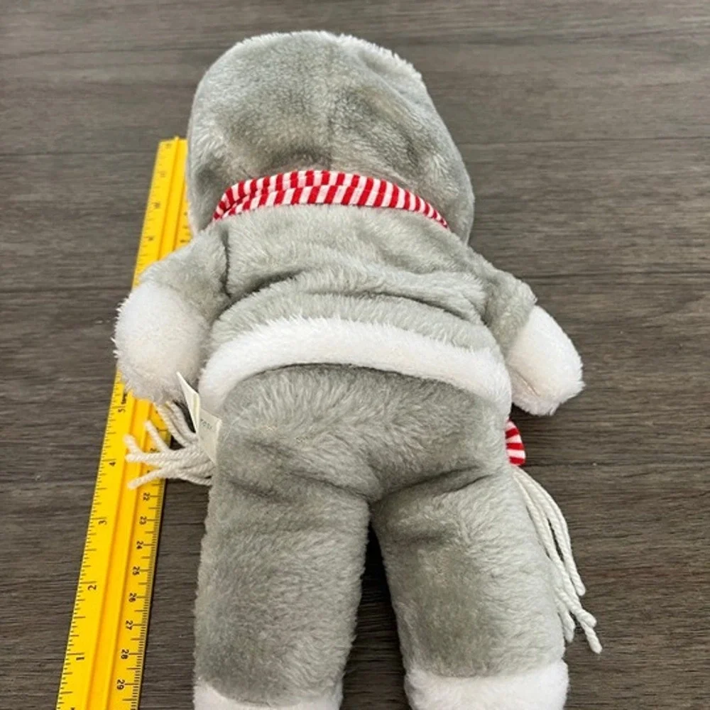 Vintage 1983 Grey Raccoon with Coat & Red/ White Striped Scarf Plush‎
